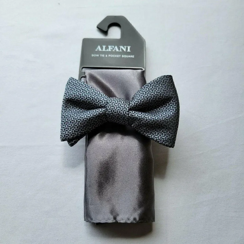 ALFANI MEN'S Silk Bowtie and Pocket Square Combo.